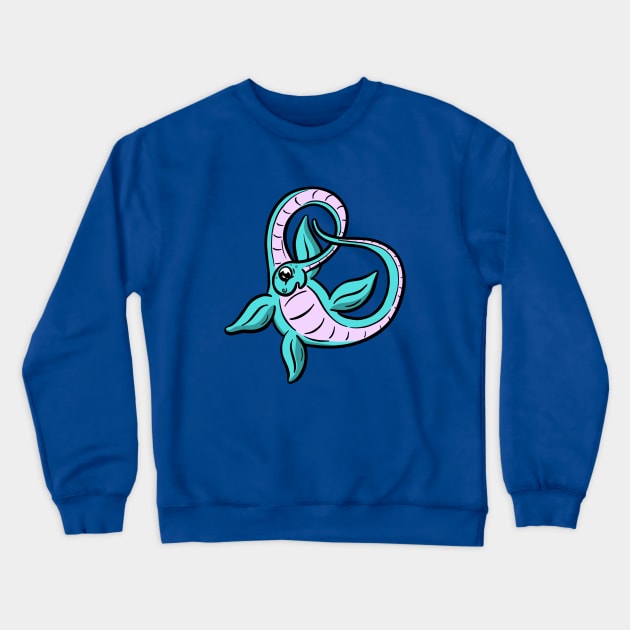 Swimming plesiosaurus diplodocus dinosaur cartoon character Crewneck Sweatshirt by Squeeb Creative